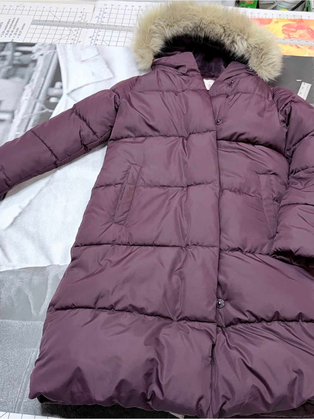 RACHEL PARCELL Women’s sz Small Faux Fur Trim Hooded Puffer Coat - Picture 2 of 7